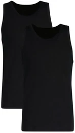 Herren Unterhemd, 2er Pack - TANK TOP, Rundhals-Shirt, rmellos, Stretch Cotton Schwarz M