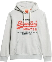 Herren Hoodie - Duo Vintage Logo Hoodie , Logo, einfarbig Hellgrau L