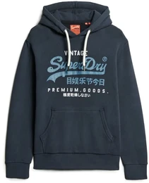 Herren Hoodie - Duo Vintage Logo Hoodie , Logo, einfarbig Dunkelblau L