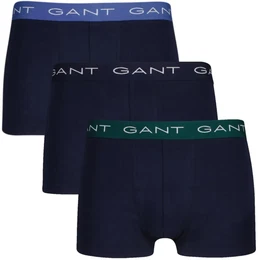 Herren Trunks, 3er Pack - Boxershorts, Cotton Stretch, Logo, einfarbig Blau XL