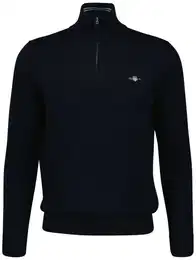 Herren Pullover mit Zip-Kragen - CLASSIC COTTON HALF ZIP, Strickpullover, Baumwolle Blau 2XL