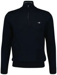 Herren Pullover mit Zip-Kragen - CLASSIC COTTON HALF ZIP, Strickpullover, Baumwolle Blau XL