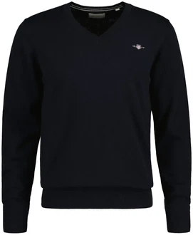 GANT Pullover Classic Cotton V-Neck Blau