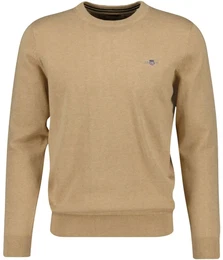 Herren Pullover - CLASSIC COTTON C-NECK, Strickpullover, Rundhals, Baumwolle Khaki Melange 5XL