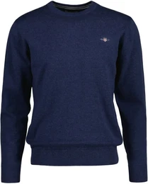 Herren Pullover - CLASSIC COTTON C-NECK, Strickpullover, Rundhals, Baumwolle Jeansblau Melange 3XL