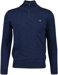 Herren Pullover mit Zip-Kragen - CLASSIC COTTON HALF ZIP, Strickpullover, Baumwolle Jeansblau Melange 3XL