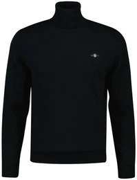 Herren Pullover - CLASSIC COTTON ROLLERNECK, Strickpullover, Rollkragen, Baumwolle Schwarz XL