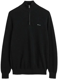 Herren Pique-Strickpullover mit Zip-Kragen - COTTON PIQUE HALF ZIP, Baumwolle Schwarz 5XL