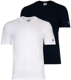 Herren T-Shirt, 2er Pack - 2Pack Crew-Neck, Kurzarm, Rundhals, Baumwolle, einfarbig Wei/Dunkelblau XL