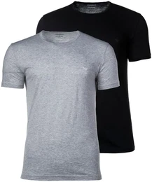 Herren T-Shirt, Vorteilspack - Crew Neck, Rundhals, Baumwolle Schwarz/Grau XL 4er Pack (2x2P)