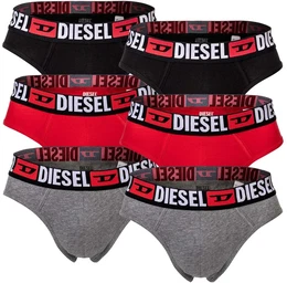 Herren Slips, 6er Pack - UMBR-ANDRETHREEPACK, Briefs, Cotton Stretch, einfarbig Schwarz/Grau/Rot 2XL