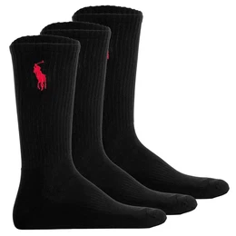 POLO Herren Tennissocken, 3er Pack - Big Pony 3PK-Crew Sock, Logo, One Size Schwarz 40-46