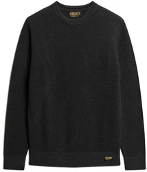 Superdry Herren Strickpullover Textured Crew Knit Jumper schwarz/raven black heather