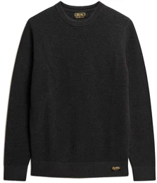 Herren Strickpullover - Textured Crew Knit Jumper, Pullover, Rundhals, einfarbig Schwarz S