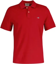 Herren Poloshirt - REGULAR SHIELD, Kurzarm, Knopfleiste, Pique, Stickerei Rot (Ruby) XL
