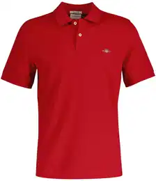 Herren Poloshirt - REGULAR SHIELD, Kurzarm, Knopfleiste, Pique, Stickerei Rot (Ruby) L