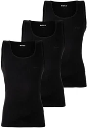 Herren Unterhemden, 3er Pack, gerippt - Tank Top RibClassic, Rundhals, Baumwolle Schwarz S
