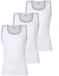 Herren Unterhemden, 3er Pack, gerippt - Tank Top RibClassic, Rundhals, Baumwolle Wei S