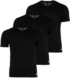 Herren T-Shirt, 3er Pack - MICHAEL, Unterhemd, V-Neck, kurzarm, Baumwolle Schwarz S