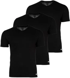 Herren T-Shirt, 3er Pack - MICHAEL, Unterhemd, V-Neck, kurzarm, Baumwolle Schwarz M