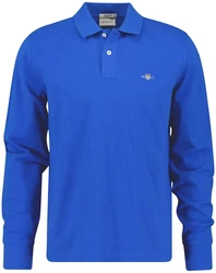 GANT Herren Poloshirt Regular Shield Longsleeve Pique Rugger Blau/Lapis