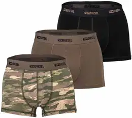 Herren Boxershorts, 3er Pack - DAMIEN-UTLT, Cotton Stretch, uni/gemustert Oliv M
