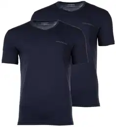 Herren T-Shirt, 2er Pack - CORE LOGOBAND, V-Neck, Regular Fit, Stretch Cotton Blau M
