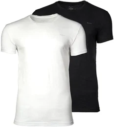 Herren T-Shirt, 2er Pack - C-NECK T-SHIRT 2-PACK, Rundhals, kurzarm, Cotton Schwarz/Wei 3XL