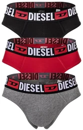 Herren Slips, 3er Pack - UMBR-ANDRETHREEPACK, Briefs, Cotton Stretch, einfarbig Schwarz/Grau/Rot S