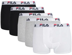 FILA Herren Boxer Shorts Logobund Schwarz/Grau/Weiß
