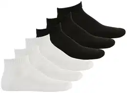 Herren Socken 6er Pack - Quarter, einfarbig, Logo Schwarz/Wei 39-46