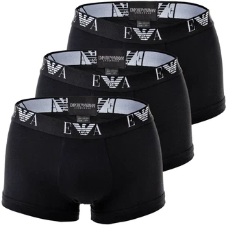EMPORIO ARMANI Herren Shorts Vorteilspack - Trunks, Pants, Unterwäsche, Stretch Cotton schwarz