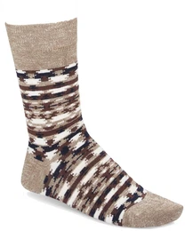 Herren Socken - Strumpf, Ethno Linen, Jacquard, Leinen-Viskose Garn Braun 42-44