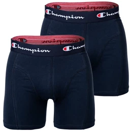 Herren Boxershorts, 2er Pack - Baumwolle, Logobund, einfarbig Marine 2XL