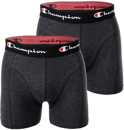 Herren Boxershorts, 2er Pack - Baumwolle, Logobund, einfarbig Grau meliert 2XL
