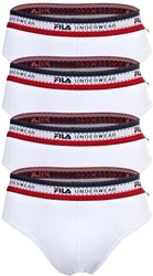 FILA Herren Slip 4er Pack Logobund Cotton Stretch Wei