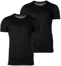 Herren T-Shirt 2er Pack - UMTEE-MICHAEL-TUBE, V-Ausschnitt, kurzarm, einfarbig Schwarz 2XL