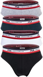 FILA Herren Slip Multipack - Briefs Logobund Cotton Stretch Schwarz/Wei/Blau/Grau