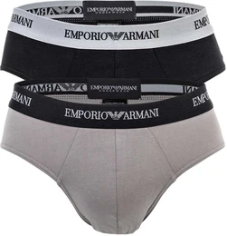 Herren Slips, 2er Pack - Briefs, Unterwsche, Stretch Cotton Schwarz/Grau S