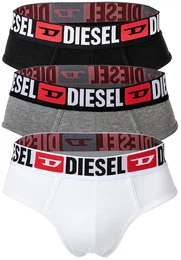 Herren Slips, 3er Pack - UMBR-ANDRETHREEPACK, Briefs, Cotton Stretch, einfarbig Schwarz/Grau/Wei L