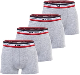 Herren Boxer Shorts, 4er Pack - Logobund, Cotton Stretch, einfarbig Grau XL