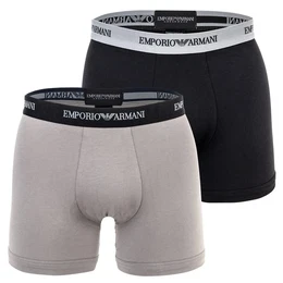 Herren Boxershorts, 2er Pack - Boxer, Unterwsche, Stretch Cotton Schwarz/Grau M