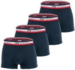Herren Boxer Shorts, 4er Pack - Logobund, Cotton Stretch, einfarbig Blau M