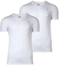 Herren T-Shirt 2er Pack - UMTEE-MICHAEL-TUBE, V-Ausschnitt, kurzarm, Logo Wei XL