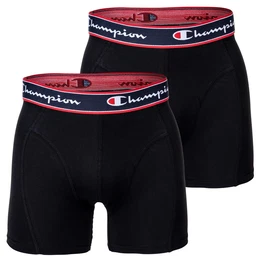 Herren Boxershorts, 2er Pack - Baumwolle, Logobund, Kontraststreifen, einfarbig Schwarz S