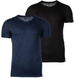 Herren T-Shirt 2er Pack - UMTEE-MICHAEL-TUBE, V-Ausschnitt, kurzarm, einfarbig Schwarz/Blau 2XL