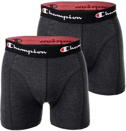 Herren Boxershorts, 2er Pack - Baumwolle, Logobund, einfarbig Grau meliert XL