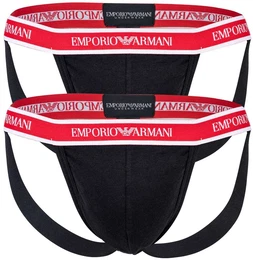 Herren Jockstrap, 2er Pack - Jocks, Tanga Slip, Stretch Cotton Schwarz L