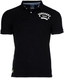 Herren Poloshirt - Vintage Superstate, Kurzarm, Knopfleiste, Baumwolle Schwarz L