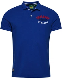 Herren Poloshirt - Vintage Superstate, Kurzarm, Knopfleiste, Baumwolle Blau M